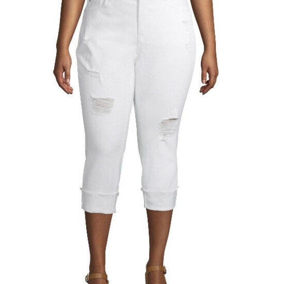 Terra & Sky Pants - Terra & Sky Women's Plus Size Skinny Denim Capri